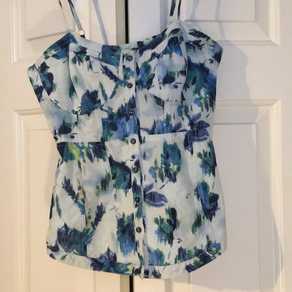 LC Lauren Conrad cotton button down bustier top - Picture 1 of 3